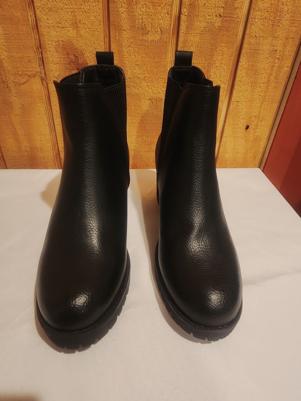 MIA Adea Platform Women's Black Chelsea Ankle Boots - Sleek Leather Look